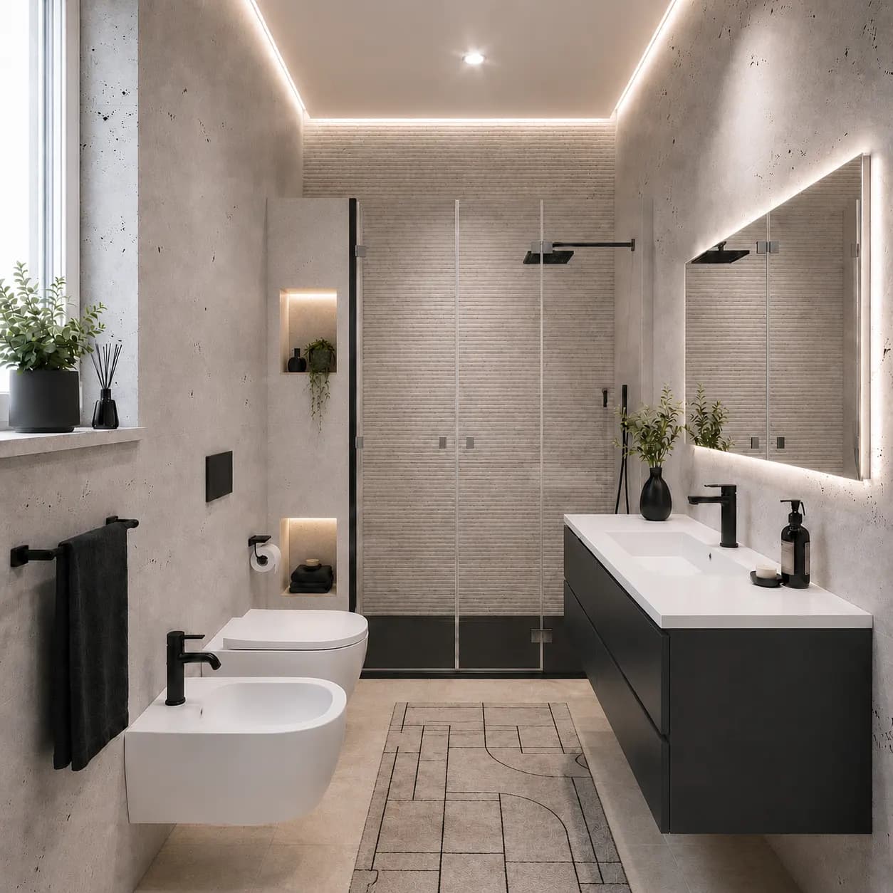 Bagno patronale in microcemento