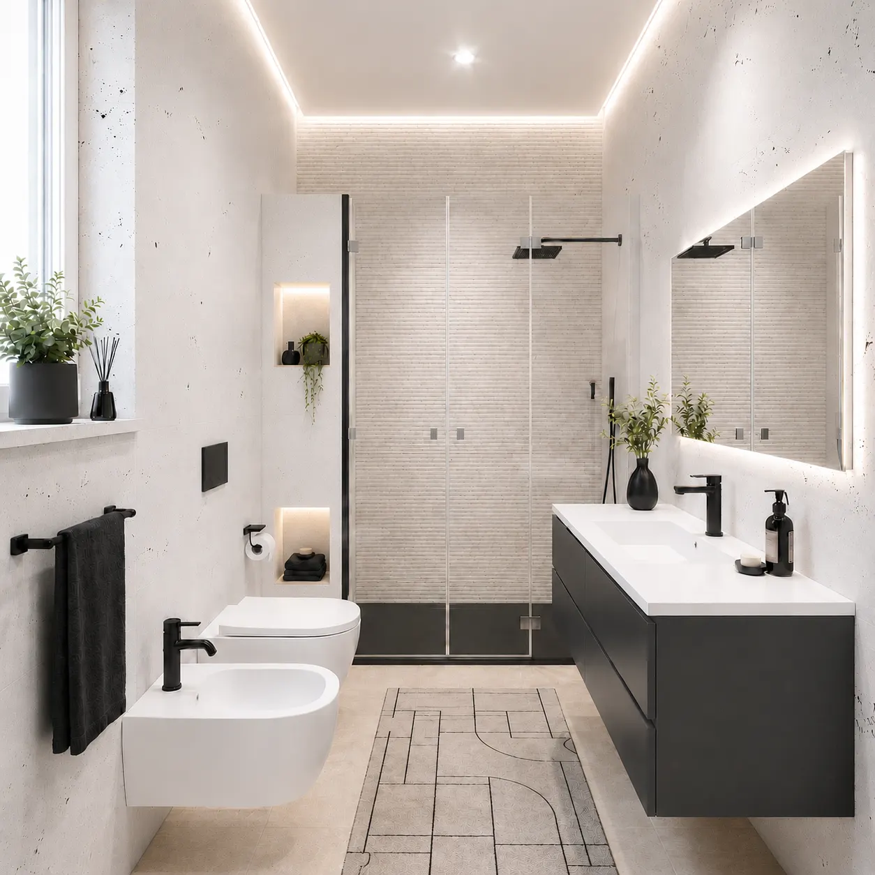 Bagno patronale, vista sulla doccia